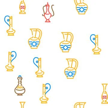 Arabic Jug Traditional Container vector seamless pattern Stockillustratie