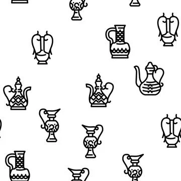 Arabic Jug Traditional Container vector seamless pattern Illustrazione stock