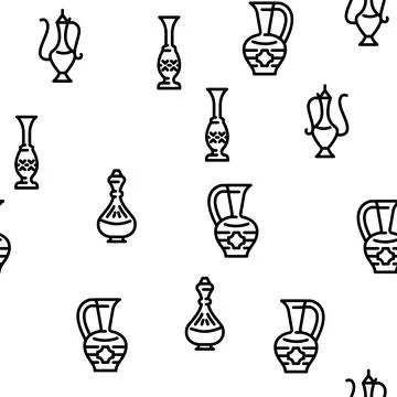 Arabic Jug Traditional Container vector seamless pattern 스톡 일러스트