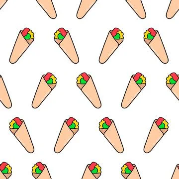 Arabic kebab food seamless pattern textile print. repeat pattern background d Stock Illustration