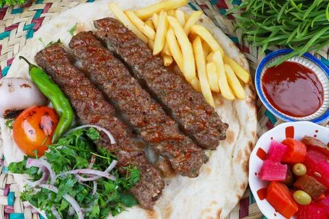 Arabic kebab platter Stock Photos