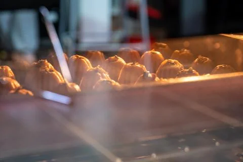 Arabic Keto Eid kahk inside the oven while being baked Stock Photos