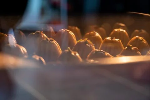 Arabic Keto Eid kahk inside the oven while being baked Stock Photos