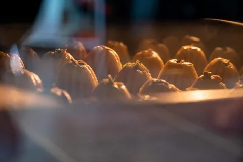 Arabic Keto Eid kahk inside the oven while being baked Stock Photos