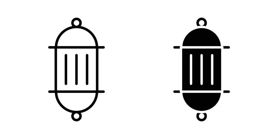 Arabic Lamp icon linear versions pack on white background Illustrazione stock