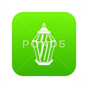 Arabic lantern icon digital green Stock Illustration