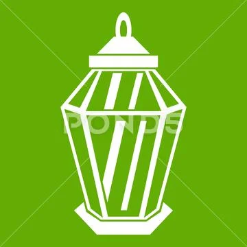 Arabic lantern icon green Stock Illustration