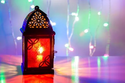 Arabic lantern in illuminated background. Ramadan, Eid concept 写真素材