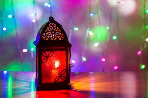 Arabic lantern in illuminated background. Ramadan, Eid concept 写真素材