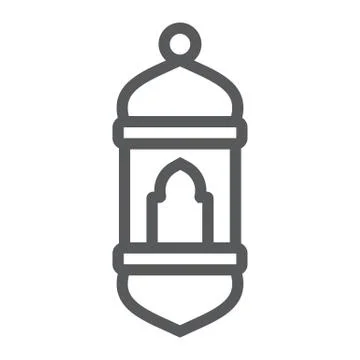 Arabic lantern line icon, light and muslim, lamp sign, vector graphics, a linear イラスト素材