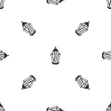 Arabic lantern pattern seamless black Stock Illustration
