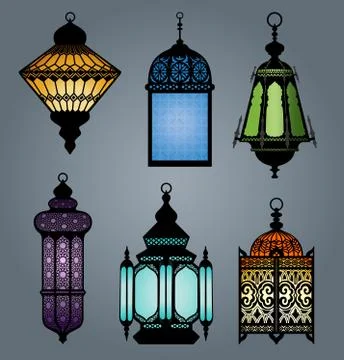 Arabic lantern set 1 Stock Illustration
