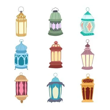 Arabic lantern set cartoon vector illustration イラスト素材