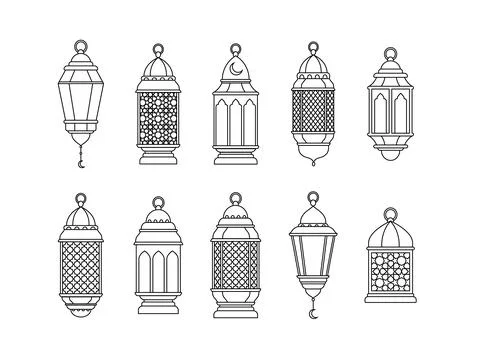 Arabic lantern vector illustration in line style Illustrazione stock