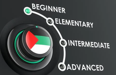Arabic levels, learning and improvement Arabic language, concept with scale.. Illustrazione stock