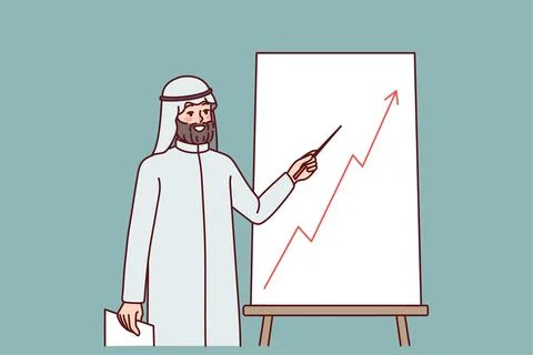Arabic man make flipchart presentation Stock Illustration