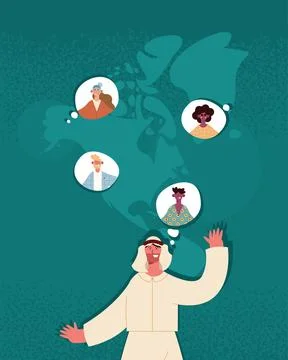 Arabic man with map Stock Illustration