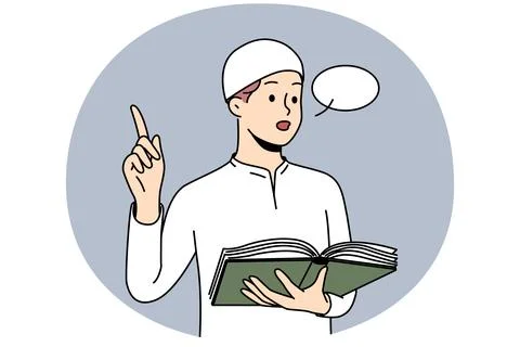 Arabic man reading from Koran Stock Illustration