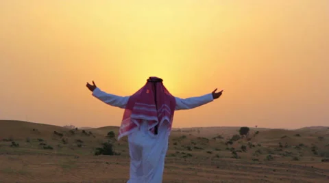 Arabic man at sunset Stock Footage 36122016