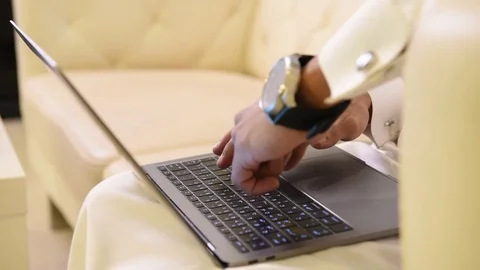 Arabic man working on laptop and mobile Stock Footage 73518370