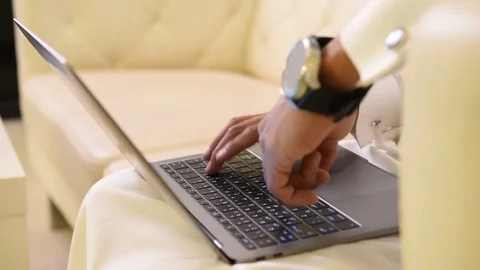Arabic man working on laptop and mobile Stock Footage 73518391