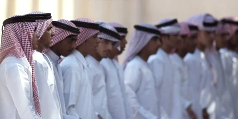 Arabic men performing traditional dance with sticks. Stock Footage 46871613