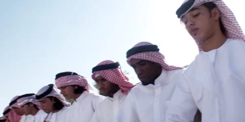 Arabic men performing traditional dance with sticks. Stock Footage 46872275