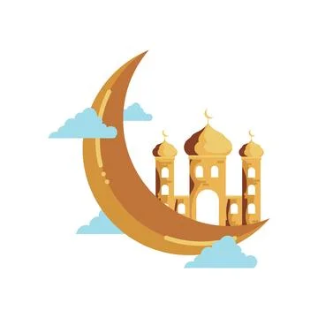 Arabic moon and buildings Ilustración de archivo
