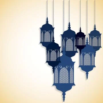 Arabic/ Moroccan lantern card in vector format. Stock Illustration