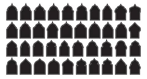 Arabic Moroccan Style Arch Border Set Stock Illustration