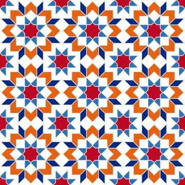 Arabic mosaic seamless pattern. Arabic style digital tapestry, textile print. Stock Illustration