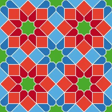 Arabic mosaic seamless pattern. Arabic style digital tapestry, textile print. Stock Illustration