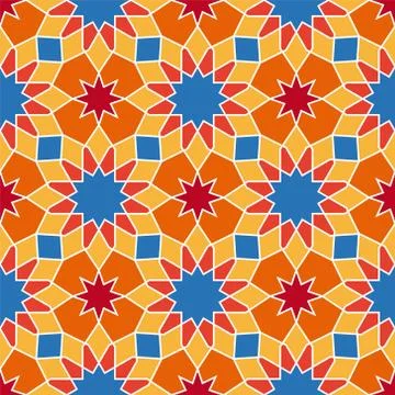 Arabic mosaic seamless pattern. Arabic style digital tapestry, textile print. Stock Illustration