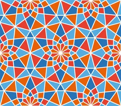 Arabic mosaic seamless pattern. Arabic style digital tapestry, textile print. Stockillustratie