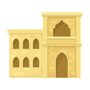 Arabic mud brick building. Middle East traditional architecture vector Stock Illustration
