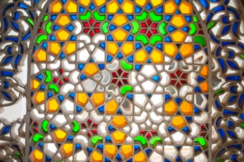 Arabic multicolored pattern, stained glass, mosaic Stock Photos