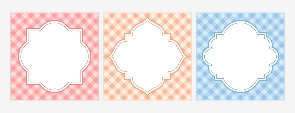Arabic muslim frames on vichy check seamless background, islamic empty borders Stock Illustration