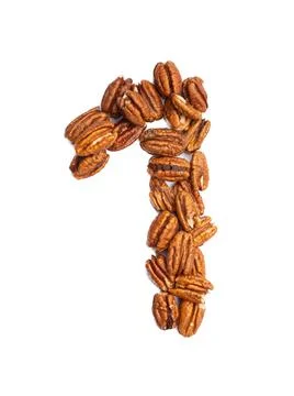 Arabic numeral "1"  from pecans on a white isolated background. Food pattern Illustrazione stock