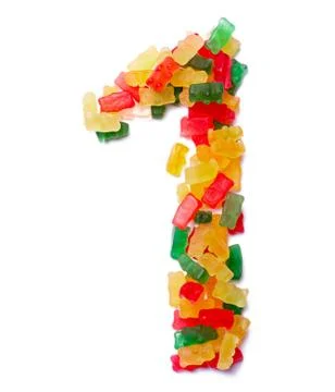 Arabic numeral  from multi-colored chewing marmalade Foto stock