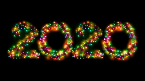Arabic numerals 2020 from a multi-colored electric glows in different colors  Stock Footage 116699920