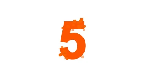 Arabic numerals 5 from letters of different colors appears behind small squares. Stock Footage 85922544