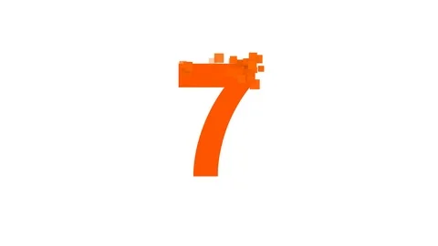 Arabic numerals 7 from letters of different colors appears behind small squares. Stock Footage 85922530