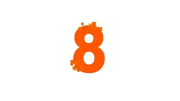 Arabic numerals 8 from letters of different colors appears behind small squares. Stock Footage 85922542