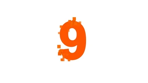 Arabic numerals 9 from letters of different colors appears behind small squares. Stock Footage 85922545