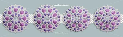 Arabic Ornament 3D Render Design Elements PSD 템플릿