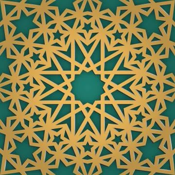 Arabic ornament seamless pattern. Geometrical girish tracery. Muslim mosaic t Stock Illustration