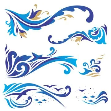 Arabic ornaments with waves Illustrazione stock