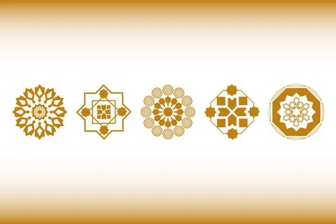 Arabic pattern abstract icon set, Rounded symbol set. Иллюстрация