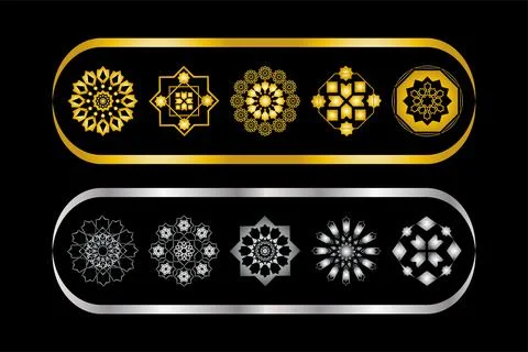 Arabic pattern abstract icon set, Rounded symbol set. Иллюстрация