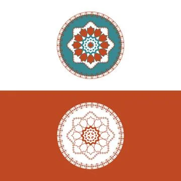 Arabic pattern abstract icon set, Rounded symbol set. Stock Illustration